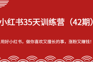 小红书35天训练营（42期）-用好小红书，做你喜欢又擅长的事，涨粉又赚钱！