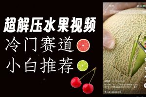 冷门赛道水果解压视频，方法自创，单日变现1000加，简单复制操作，小白必入