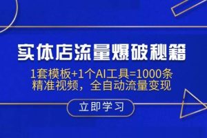 实体店流量爆破秘籍：1套模板+1个AI工具=1000条精准视频，全自动流量变现