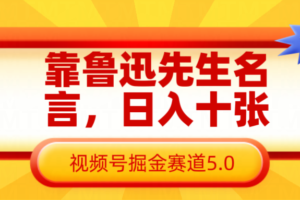 靠鲁迅先生名言，日入十张长期简单高效，视频号掘金赛道5.0