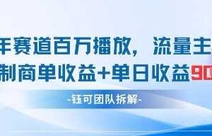 中老年赛道百万播放+流量主收益+定制收益，单日收益9张