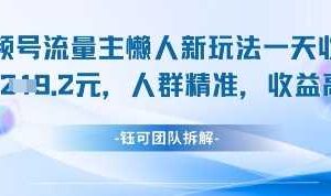 视频号流量主懒人新玩法，一天收益1k，人群精准收益高