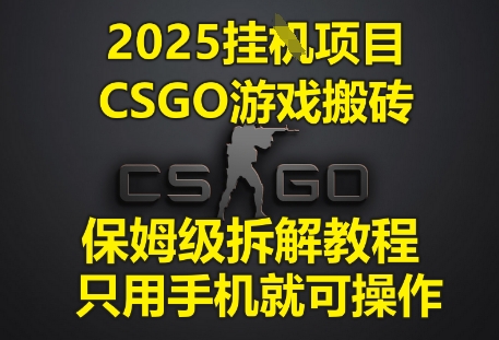 2025挂G项目，CSGO游戏搬砖，保姆级拆解教程，只用手机就可操作【揭秘】