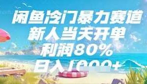闲鱼冷门暴力赛道，新人当天开单，利润80%，日入几张，长期可做【揭秘】