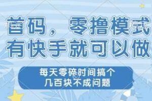 首码，零撸模式，有快手就可以做，每天零碎时间搞个几张不成问题【揭秘】