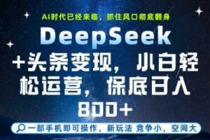 DeepSeek+头条变现，保姆级教学，小白轻松上手，日入8张+【揭秘】
