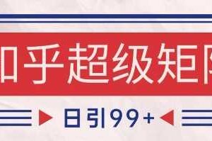 知乎超级矩阵玩法引流高质量精准粉SEO覆盖，日变现1k+【揭秘】