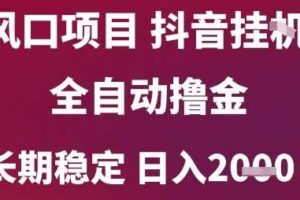 风口项目，六月最新玩法抖音无人挂G，全自动撸金，长期稳定 日入2k+【揭秘】