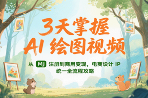3天掌握AI绘图视频，从MJ 注册到商用变现，电商设计IP统一全流程攻略
