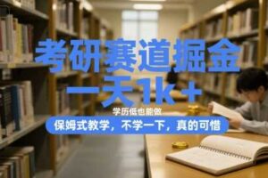 考研赛道掘金，一天1k+，学历低也能做，保姆式教学，不学一下，真的可惜【揭秘】