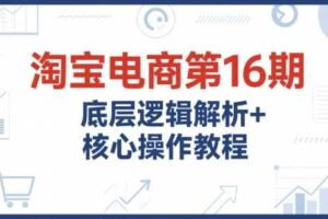 淘宝电商第16期，底层逻辑解析+核心操作教程，运营、推广提升能力的必学课程+配套资料
