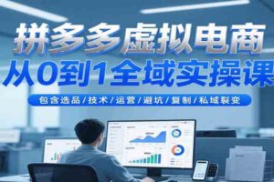拼多多虚拟电商从0到1全域实操课，包含选品/技术/运营/避坑/复制/私域裂变