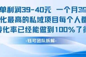 每单利润40一个月7k+转化最高的私域项目，每个人都要的产品转化率已经能做到100%