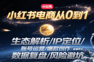 小红书电商从0到1：生态解析/IP定位/ 账号运营/爆款创作/直播带货/数据复盘/风险避坑