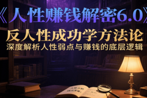 人性赚钱解密6.0，反人性成功学方法论，深度解析人性弱点与赚钱的底层逻辑
