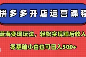拼多多开店运营课程：蓝海变现玩法，轻松实现睡后收入，零基础小白也可日入5张