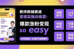 教师教辅赛道变现实操训练营，爆款涨粉变现so easy