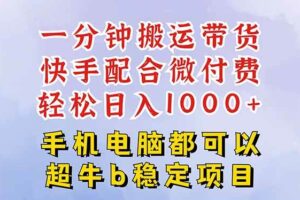 （16285期）快手黑科技一分钟搬运带货，一刀不剪过原创，微付费投流玩法，轻松日入…