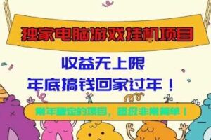 独家电脑游戏挂G项目，常年稳定，收益无上限，年底搞钱回家过年【揭秘】