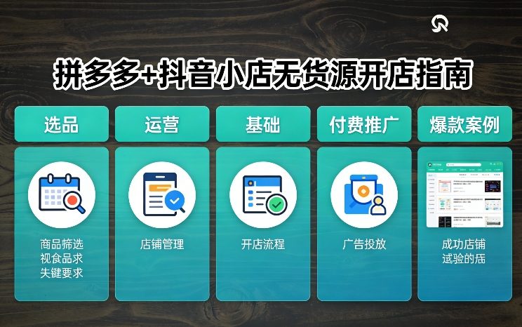 拼多多+抖音小店无货源开店，包括：选品、运营、基础、付费推广、爆款案例等(更新26年2月)