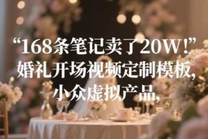 168条笔记卖了20W！婚礼开场视频定制模板，小众虚拟产品