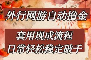 外行网游全自动撸金，套用现成流程，日常轻松稳定破千【揭秘】