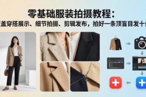 （17829期）零基础服装拍摄教程：覆盖穿搭展示、细节拍摄、剪辑发布，拍好一条顶盲目发十条