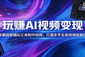 玩赚AI视频变现，零基础掌握AI具制作视频，打通多平台变现增收路径