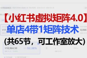 （18000期）小红书虚拟矩阵4.0技术：单店4带1矩阵（共65节，可工作室放大）