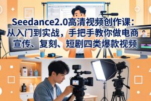 （18019期）Seedance2.0高清视频创作课：从入门到实战，手把手教你做电商、宣传、复刻、短剧四类爆款视频
