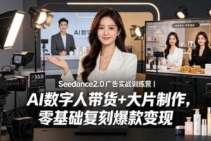 Seedance2.0广告实战训练营｜AI数字人带货+大片制作，零基础复刻爆款变现