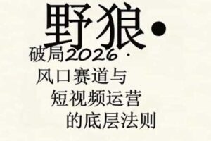 野狼团队·多平台实操运营课，覆盖AI口播、服装、好物、漫剪等热门玩法（更新4月29日）